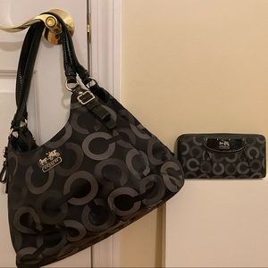 Coach tri-pocket shoulder bag and matching wallet!